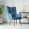 vidaXL Blue Velvet Accent Chair with Wooden Legs & Steel Frame - Comfortable Lounge Seating for Living Room, Office, or Bedroom - 2 of 4