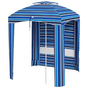 5.8' x 5.8' Cabana Umbrella for Travel, Walls, Vents, Ruffles, Carry Bag, Beach Umbrella - 1 of 4