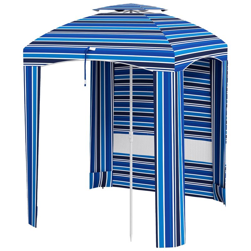 Outsunny 5.8' x 5.8' Cabana Umbrella, Outdoor Beach Umbrella with Double-top, Windows, Sandbags, Carry Bag, 4 of 7