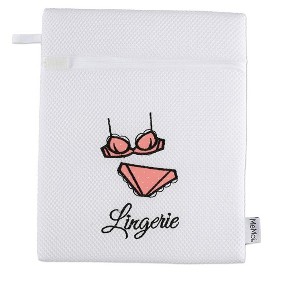 Memoi Lingerie Embroidered Mesh Wash Bag White M - 1 of 3