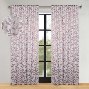 Leaves Room Darkening Semi-Blackout Curtains With Back Tabs, Set of 2 by Blue Nile Mills - 1 of 4