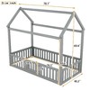 CAVINAS Twin Size Bed Frame, Wood House Bed with Fence and Door for Children, Floor Platform Bed - 3 of 4