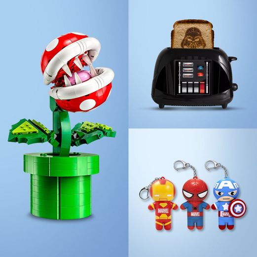 LEGO Super Mario Piranha Plant Building, Star Wars Darth Vader Empire Toaster, iron man, spiderman, captain america lip balm