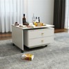 RISOKEYS Extendable Coffee Table with Storage - Reversible Living Room Table with 2 Drawers and 6 Wheels, White Modern Style Square Coffee Table - 2 of 4