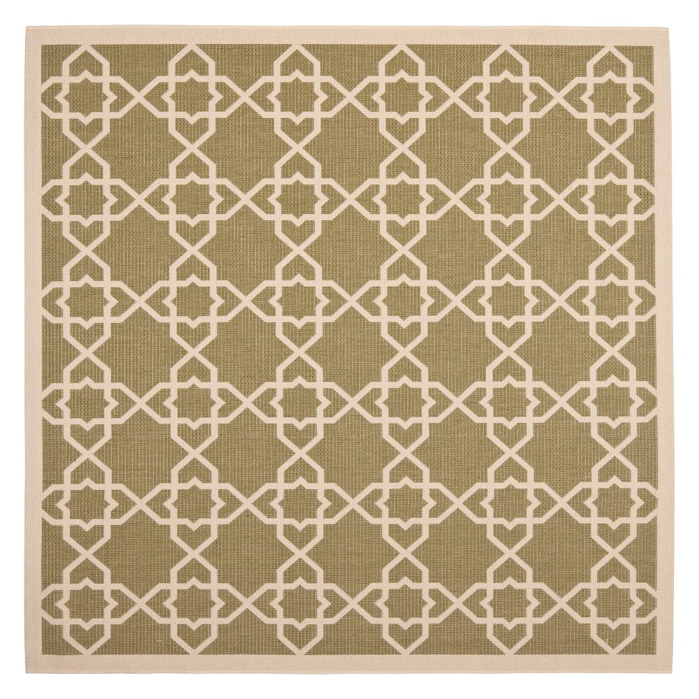 6'7inX6'7in Belfast Outdoor Rug Green/Beige - Safavieh