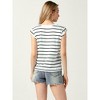 Allegra K Women's Cap Sleeve Crew Neck Batwing Sleeve Casual Striped Blouse - 3 of 4