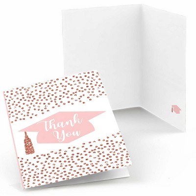 Big Dot of Happiness Rose Gold Grad - Graduation Party Thank You Cards (8 count)