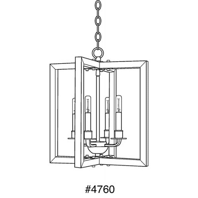 Turnbury 4-Light Galvanized Wood Frame Pendant Chandelier