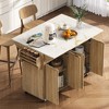 Whisen 55.5" Fluted Kitchen Island, Curved Storage Cart, Rolling Island Table with 2 Drop Leaf, 4 Doors, Spice rack - 2 of 4