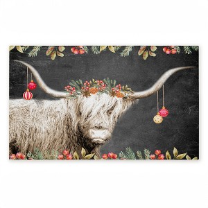 Stupell Industries Highland Christmas Cattle Printed Outdoor Door Mat, design by Kim Allen, 18"x30" - 1 of 4