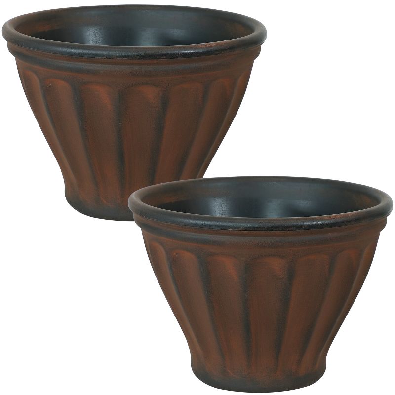 Sunnydaze Indoor/Outdoor Patio, Garden, or Porch Weather-Resistant Double-Walled Charlotte Flower Pot Planter - 16" - Rust Finish, 1 of 9