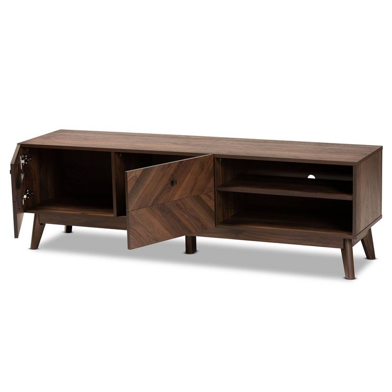 Hartman Wood TV Stand for TVs up to 60&#34; Walnut Brown - Baxton Studio, 3 of 13