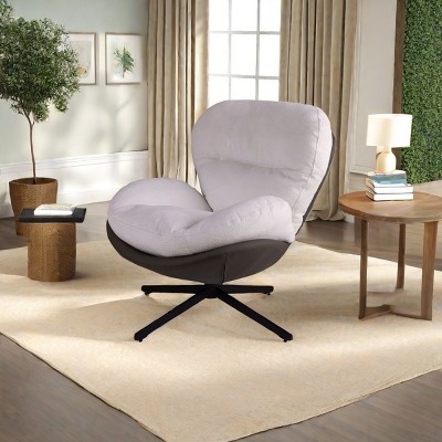 360° Swivel Accent Chair,Modern Chenille Upholstered Armless Chair With  Metal Base Frame,No Wheels For Living Room Office-Coolbibila