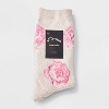 Girls' Floral Cozy Pajama Crew Socks - art class™ Cream - 2 of 3