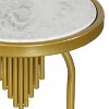 Royal Hampton Side End Table with Round Marble Top and Oblong Frame, 21" Height - 4 of 4