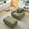 57" Corduroy Single Sofa Chair with One Pillow, Two Throw Pillows, Footstool, and Two Storage Spaces, Comfortable and Stain-Resistant Sofa - 4 of 4