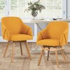 Bekrvio Swivel Dining Chairs with Arm Set of 2 - Modern Linen Upholstered Accent Desk Chairs with Solid Wood Legs for Kitchen,Living Room - 2 of 4