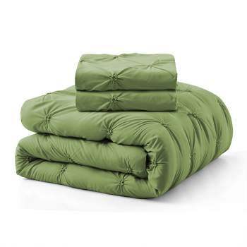 Peace Nest Pintuck Comforter Set, Bedding Set for All Season, Comforter and Pillowcases Set, Green