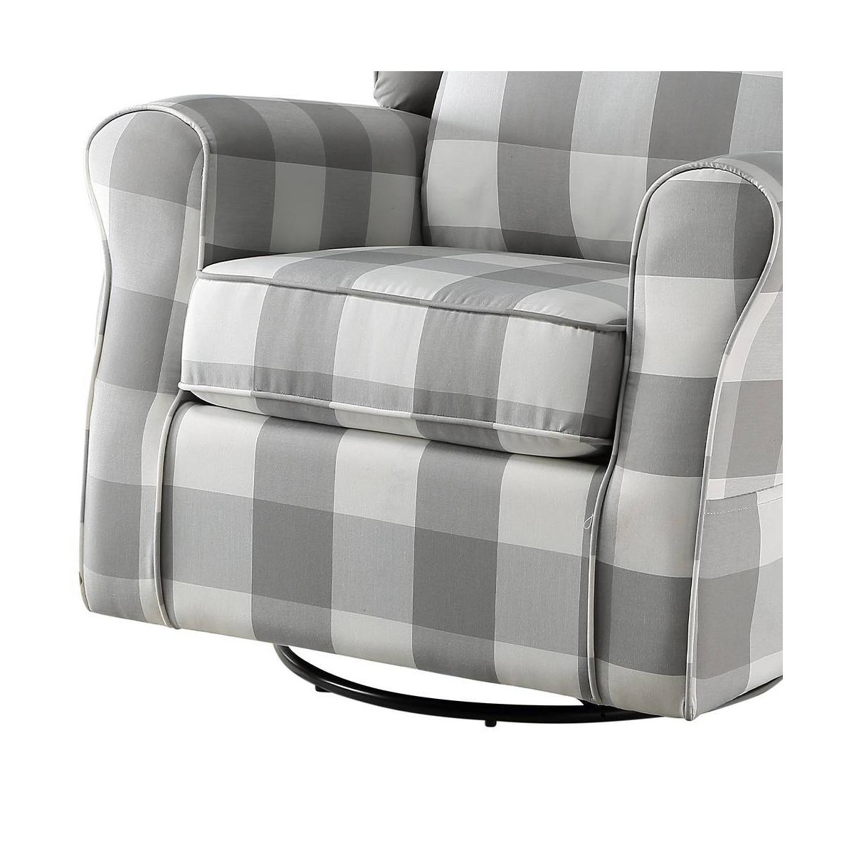 Acme Furniture Patli 35" Accent Chairs Gray Fabric: Flannel Upholstery, Swivel Base, Wood & Metal Frame - thumbnail 5