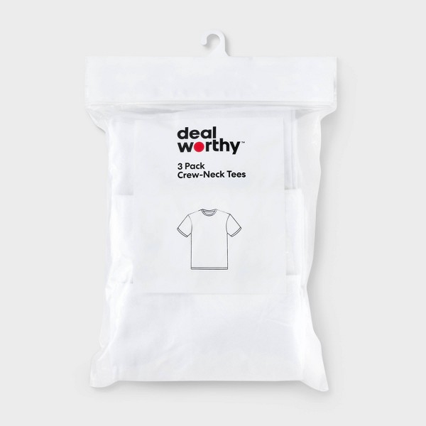 Camiseta de cuello redondo para hombre, paquete de 3 - Dealworthy™ Blanco 2
