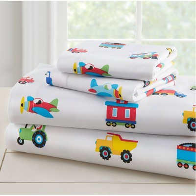 Toddler Trains with Planes and Trucks Super Soft 100% Cotton Sheet Set - WildKin