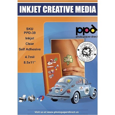 PPD Clear Vinyl Sticker Paper 8.5x11" 50 sheets for Inkjet Printers