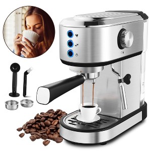 1350W 20-bar Coffee Maker, Stainless steel Espresso Machine with Auto-foaming & Milk Cream/Steam Stick, 34oz Tank, Fit for Lattes & Cappuccinos - 1 of 4