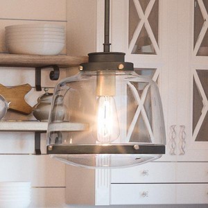 Urban Ambiance Luxury Luxe Industrial Pendant Light,  11"H x 11"W,  Olde Bronze Finish, UHP2535 - 1 of 4