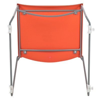Everleigh Orange Full Back Ergonomic Stack Chair with Gray Metal Frame