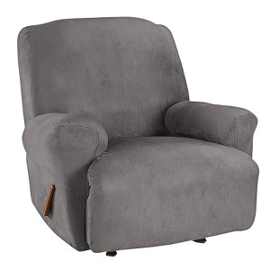 Ultimate Stretch Suede Recliner Slipcover Slate Gray - Sure Fit