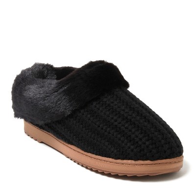 Dearfoams Women's Hannah Festive Knit Clog House Shoe Slipper - Black ...