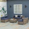 7-Piece Outdoor Wicker Patio Sofa Set, Modern Rattan Conversation Furniture Set with Cushions - 2 of 4