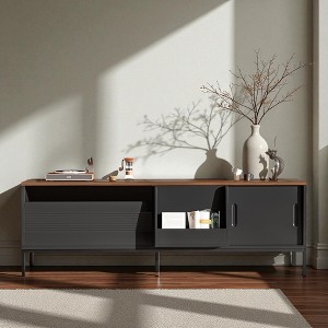 Mshliw 70.8" Modern TV Stand for TVs up to 75", Media Console with Sliding Doors, Adjustable Shelves, Drawer Storage & Metal Frame - 1 of 4