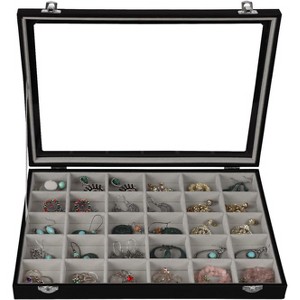 30-Grid Earring Organizer Tray with Clear Lid and Anti-Tarnish Protection - 1 of 4