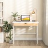 Costway Computer Desk Wooden Workstation Vanity Table w/ 1 Drawer & Rubber Wood Legs - 4 of 4