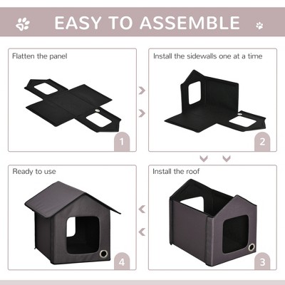 Brown Heated Outdoor Cat House with Insulated Shelter