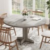 47" Round Farmhouse Dining Table for 4 - Wood Tabletop Circle Kitchen Table with Stable Base, Ideal for Home Dining Room & Living Room(Only Table) - 4 of 4