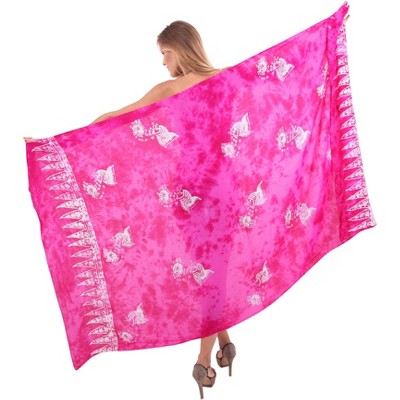 LA LEELA Women's Summer Beach Bikini Wraps Sarong Cover up Wrap Skirt Swimsuit Swimwear Cover Ups Bathing Suit for Women One Size Pink, Fish