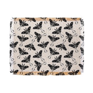 Avenie Luna Moth Cream And Black 56"x46" Woven Throw Blanket - Deny Designs - 1 of 4
