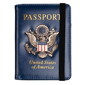 Generic RFID Blocking Passport Holder for Women Men, Leather Passport Travel Wallet - 1 of 4