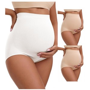 INSPIRE CHIC 3 Packs Women's High Waist Maternity Briefs Butt Lifter Seamless Comfortable Pregnancy Ladies Panties - 1 of 4