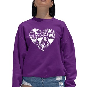 LA Pop Art Halloween Heart - Women's Word Art Crewneck Sweatshirt - 1 of 4