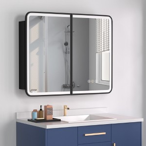 Medicine Cabinet with LED Mirror,Surface or Recessed Mount,Defogger,Memory Function,3-Color Lighting,USB&Outlet,Dimmer,Storage Shelf - 1 of 4