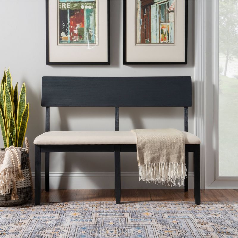  Jordan Solid Wood Upholstered Dining Bench - Linon, 3 of 16