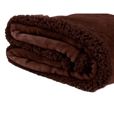 Brown Twin Waterproof Sherpa Fleece Reversible Blanket