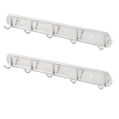 Unique Bargains Washroom Wall Mounted 5 Hooks Towel Hat Coat Small-sized  Hooks And Hangers Silver Tone 2 Pcs : Target