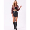 INSPIRE CHIC Women's PU Bolero Open Front Leather Cropped Long Sleeve Jacket - 4 of 4