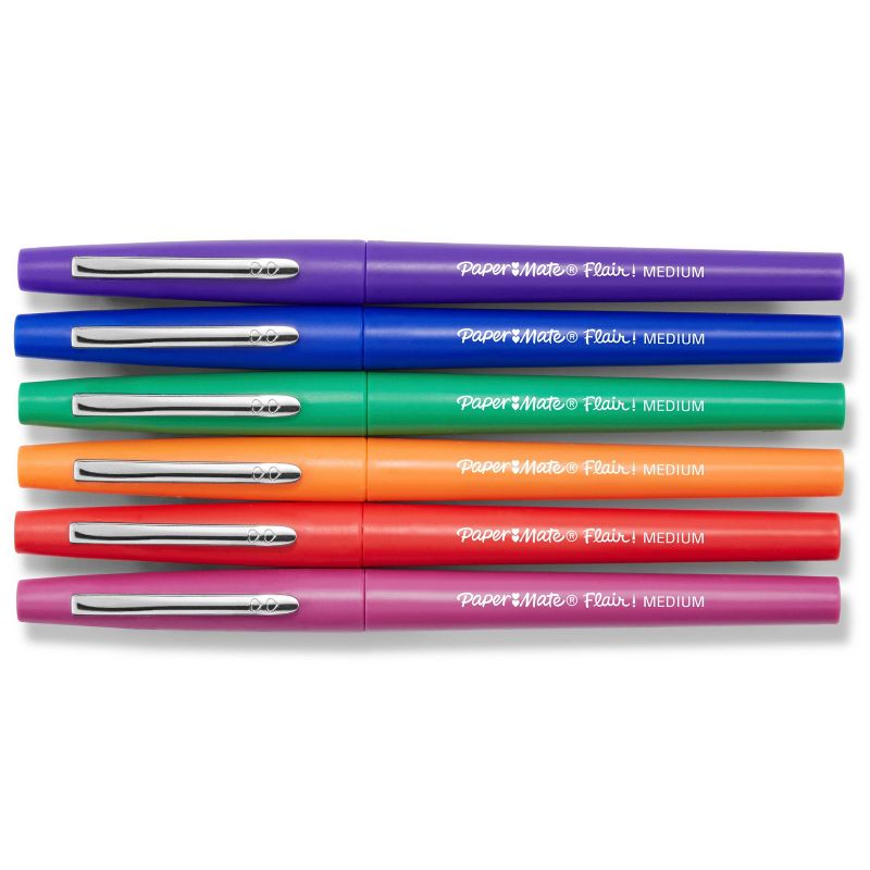 Paper Mate 6ct Pens Flair Core Medium Tip Assorted Colors, 2 of 8