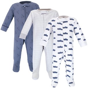 Touched by Nature Baby Boys Organic Cotton Zipper Sleep and Play 3pk, Truck - 1 of 4