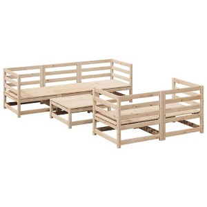 vidaXL Garden Sofa Set Solid Pine Wood Medium Modular - Natural Pine No Cushion - 1 of 4